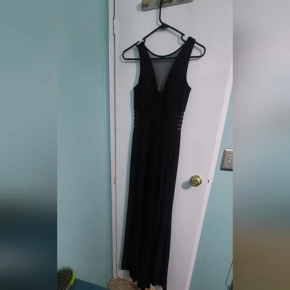 ! Black maxi dress with slit , Side Peekaboo - Picture 3 of 5